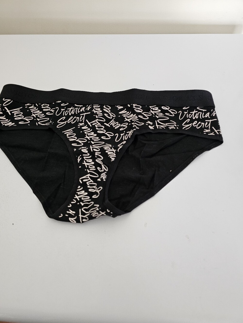 Victoria's Secret Black Bikini Panty with White Script